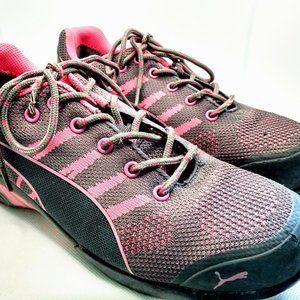 Puma Woman's Celerity Knit Steel-Toe Saftey Work Sneakers Size 8 Grey / Pink